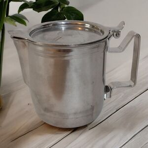 Vintage Stainless Steel Creamer With Hinged Lid